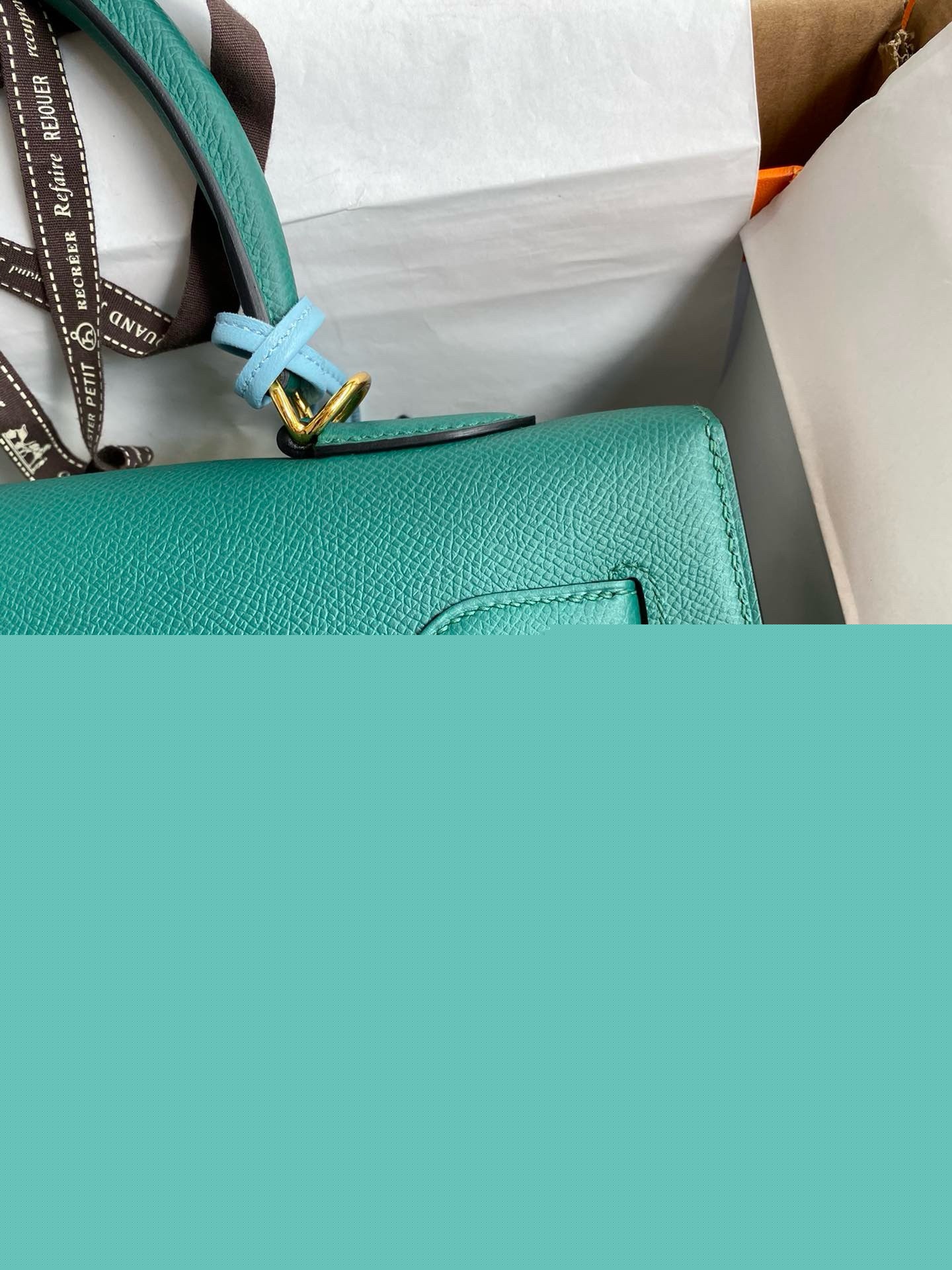 H**mes kelly sellier 35 handmade bag in malachite epsom calfskin