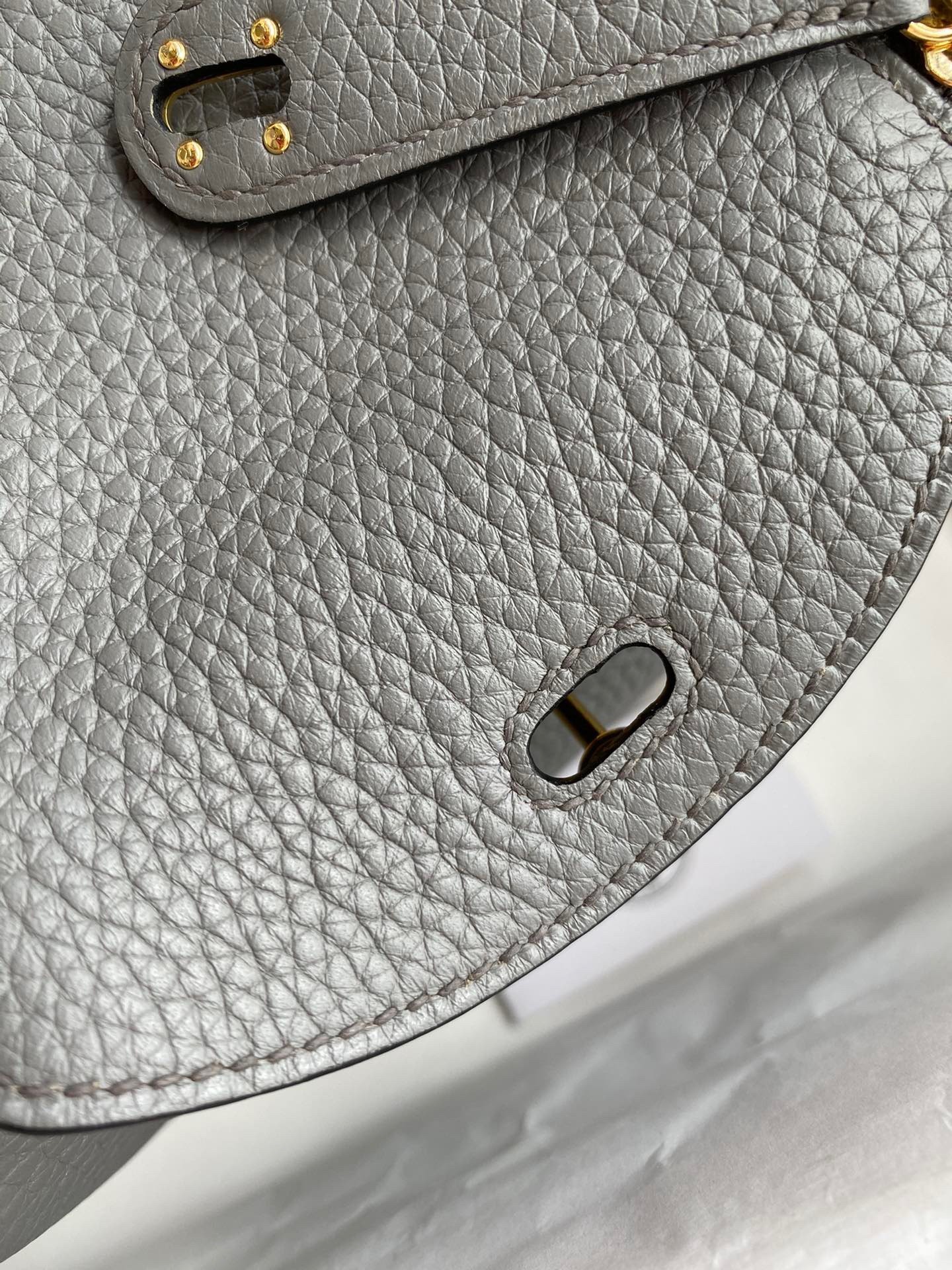 H**mes mini lindy handmade bag in gris meyer clemence leather