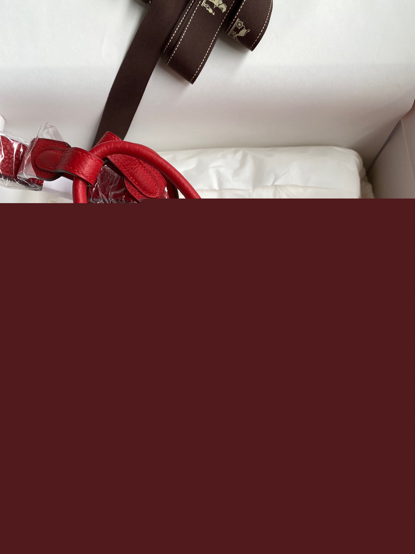 H**mes mini lindy handmade bag in red clemence leather