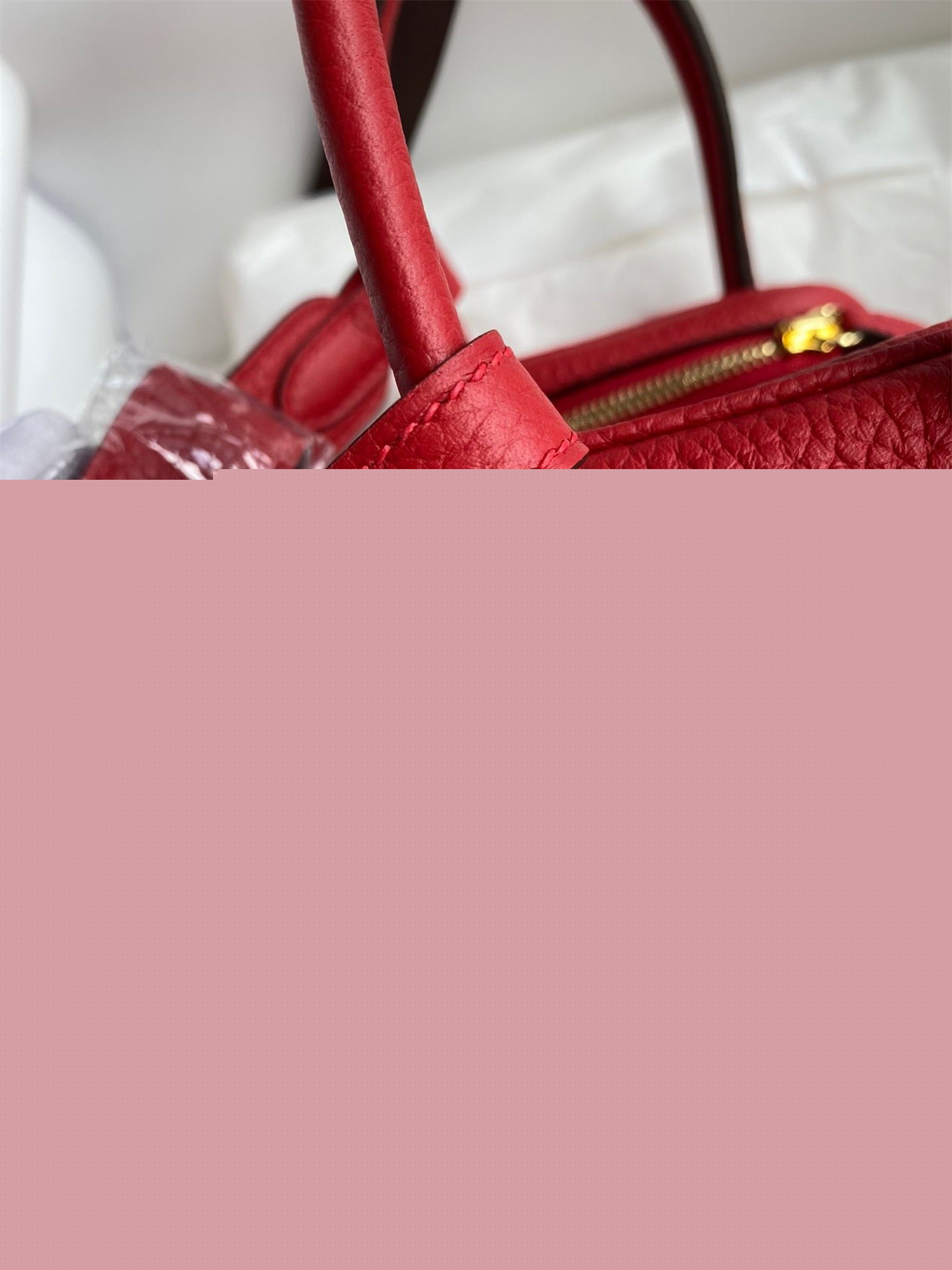 H**mes mini lindy handmade bag in red clemence leather