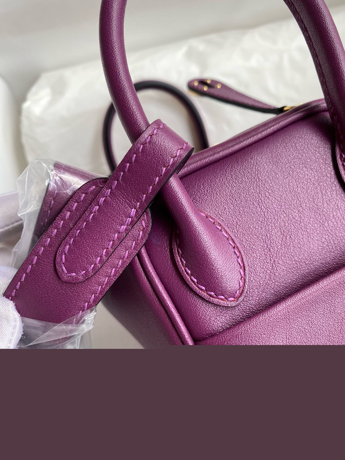 H**mes mini lindy handmade bag in anemone swift leather