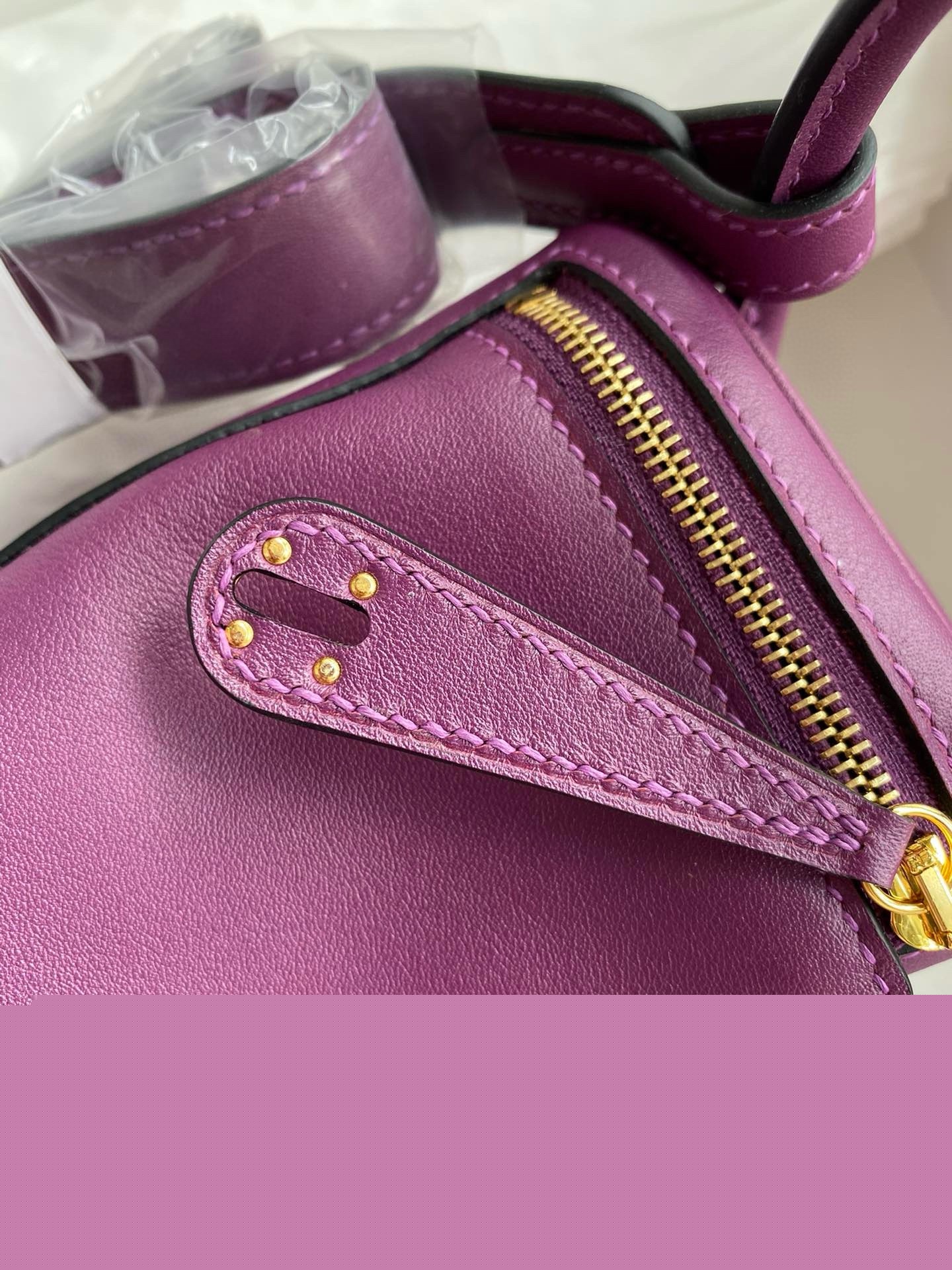 H**mes mini lindy handmade bag in anemone swift leather