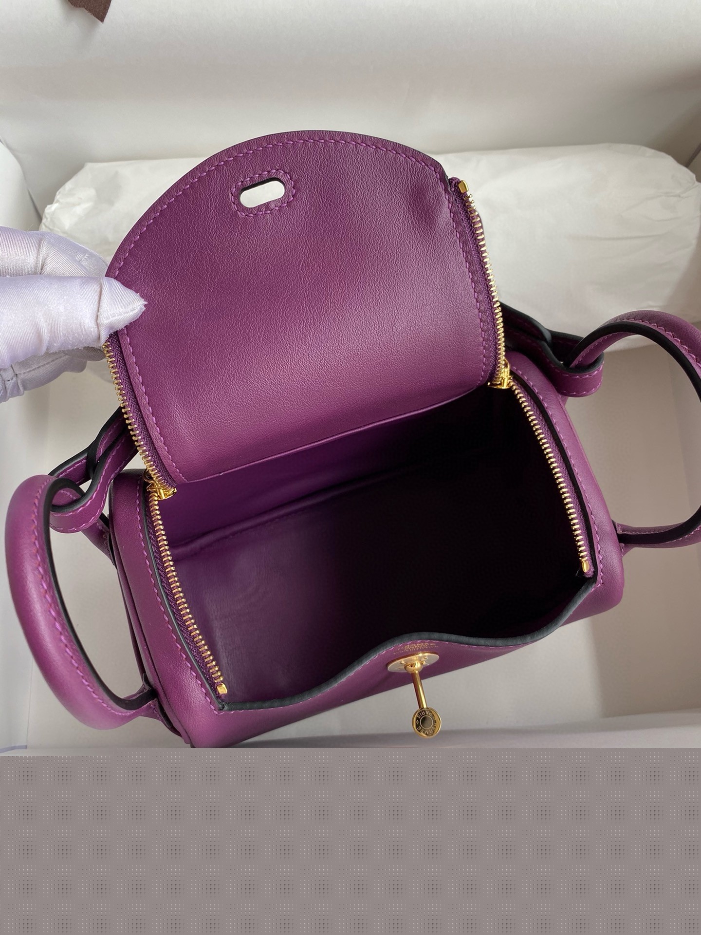 H**mes mini lindy handmade bag in anemone swift leather