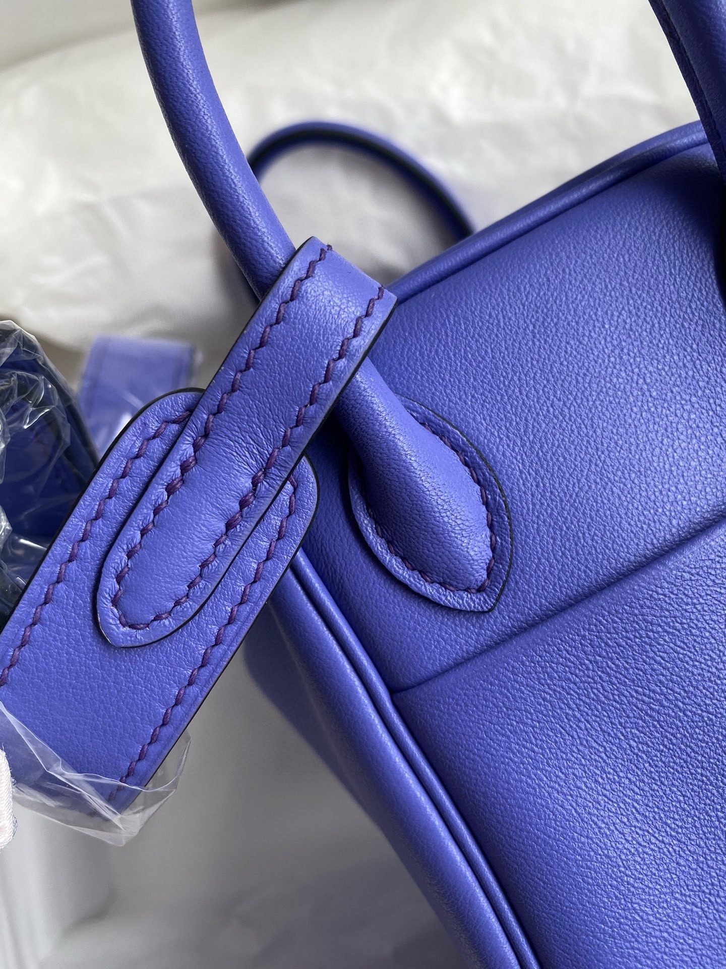 H**mes mini lindy handmade bag in lilas swift leather
