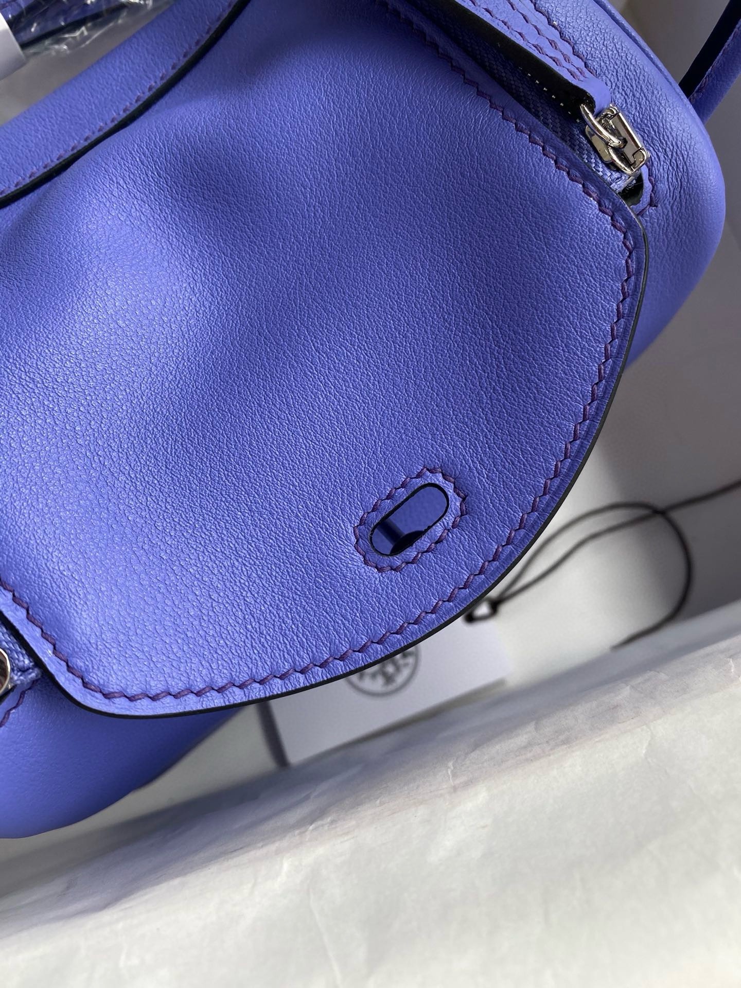 H**mes mini lindy handmade bag in lilas swift leather