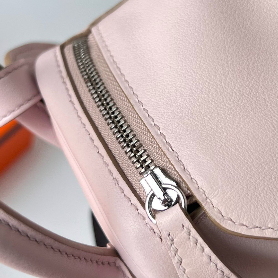 H**mes mini lindy handmade bag in mauve pale swift leather