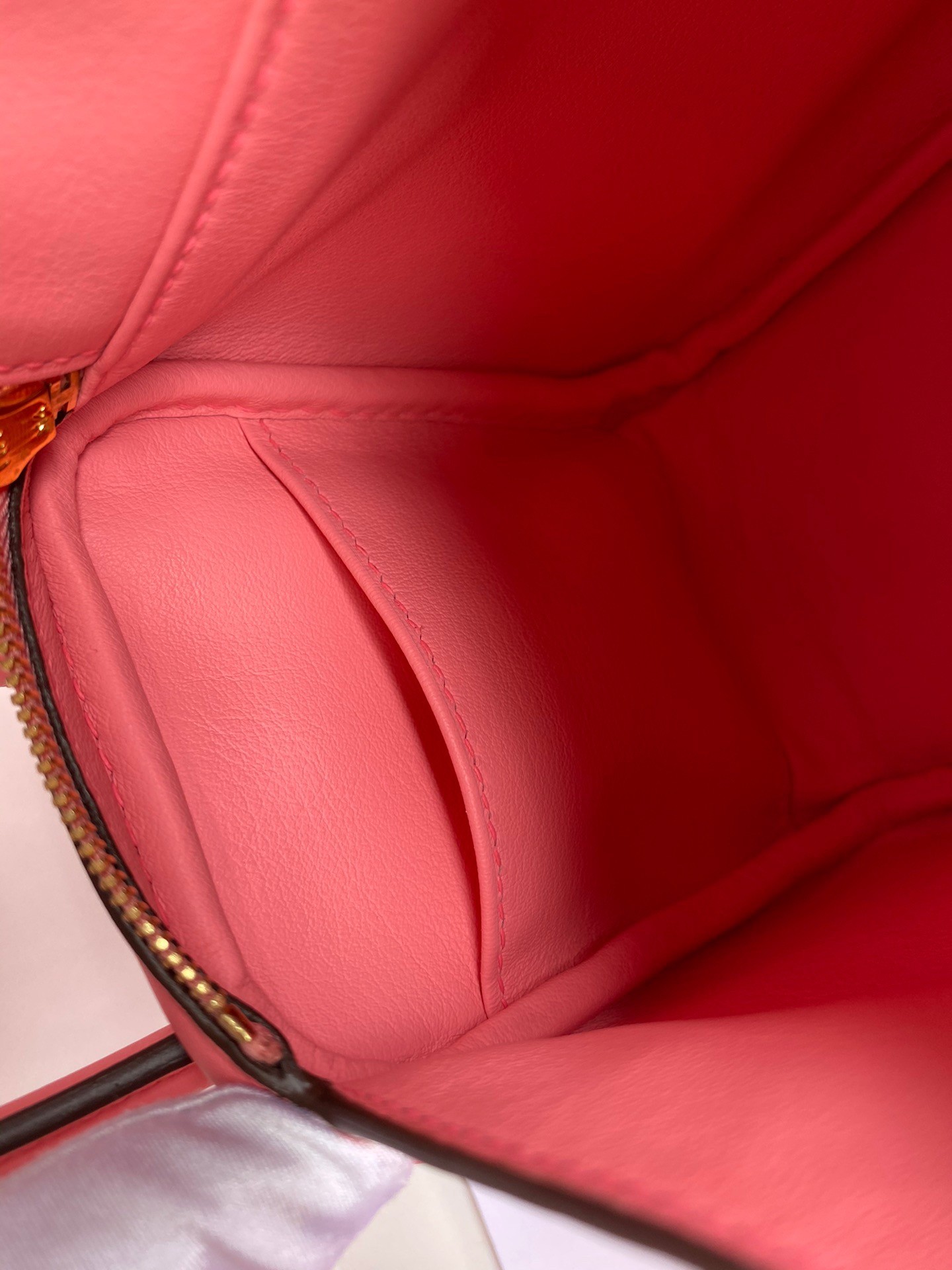 H**mes mini lindy handmade bag in rose lipstick swift leather