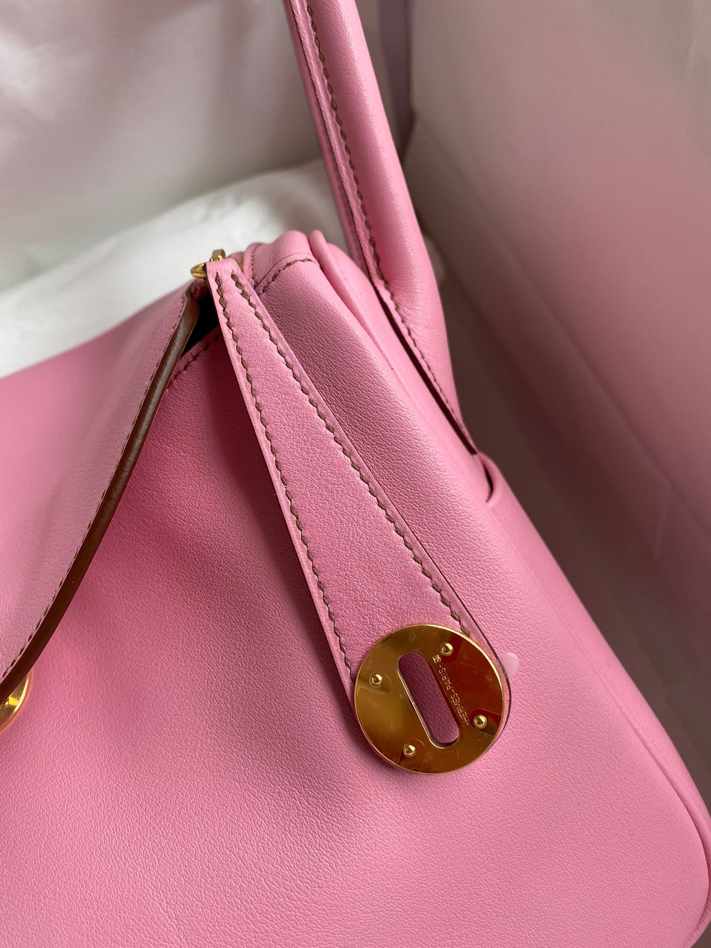 H**mes lindy 26 handmade bag in rose confetti swift calfskin