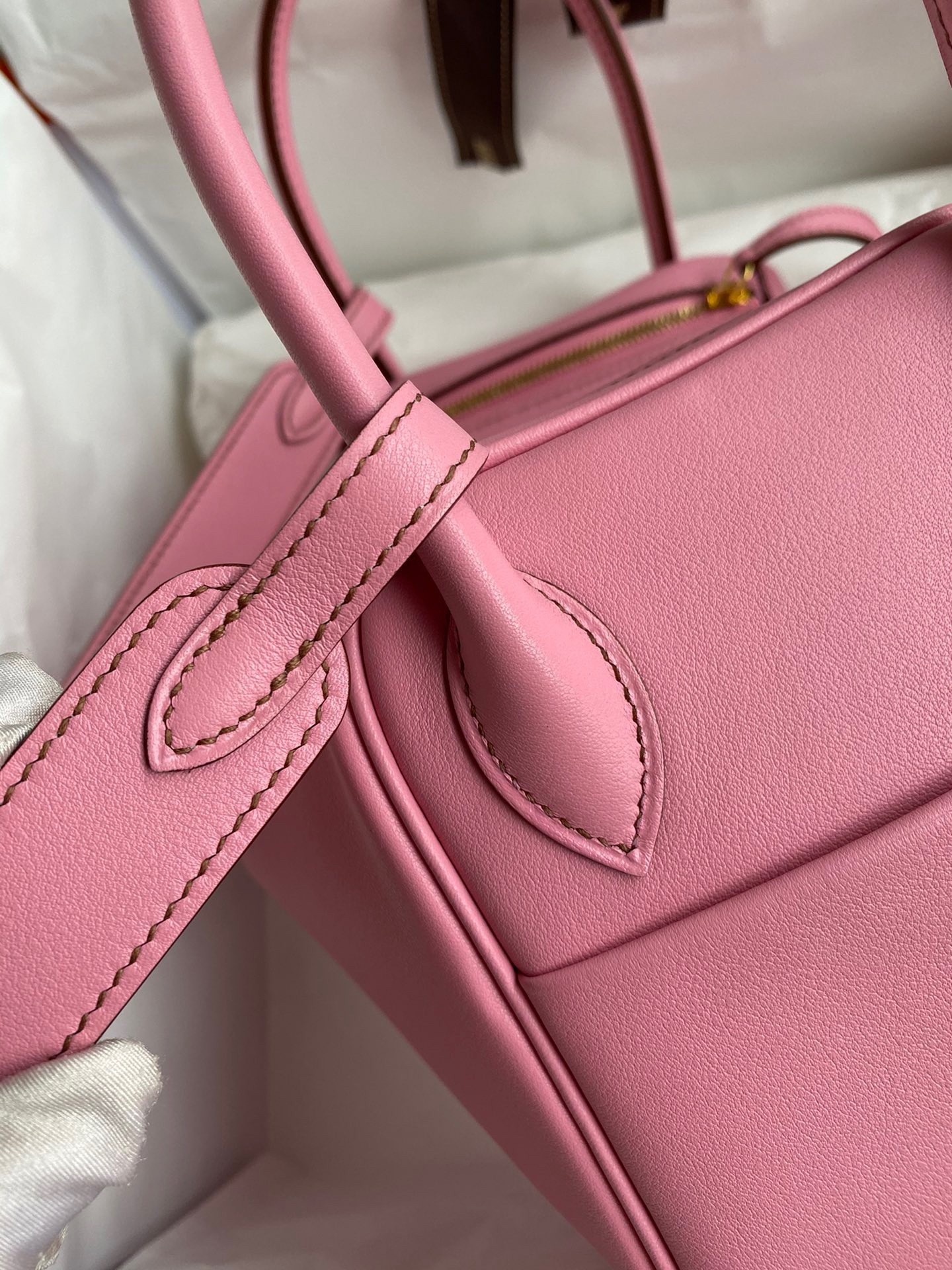 H**mes lindy 26 handmade bag in rose confetti swift calfskin