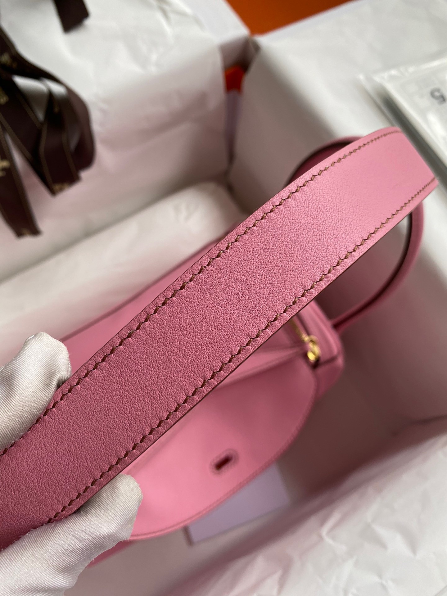 H**mes lindy 26 handmade bag in rose confetti swift calfskin