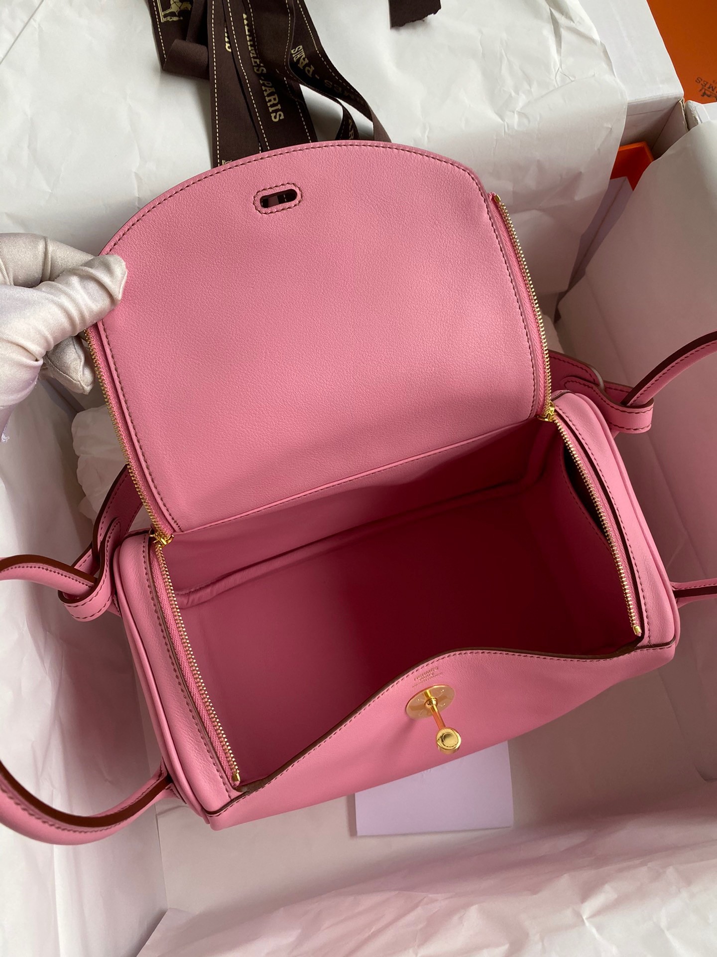 H**mes lindy 26 handmade bag in rose confetti swift calfskin