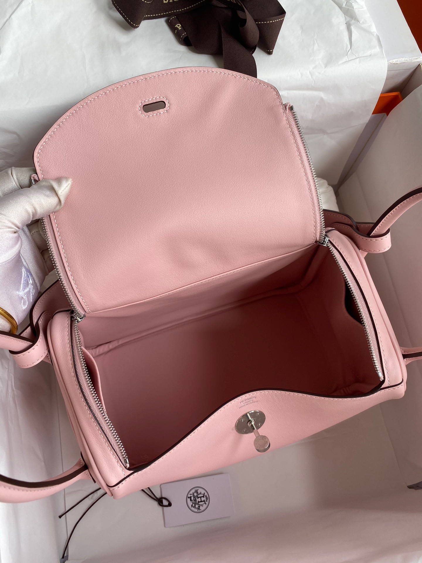 H**mes lindy 26 handmade bag in rose sakura swift calfskin