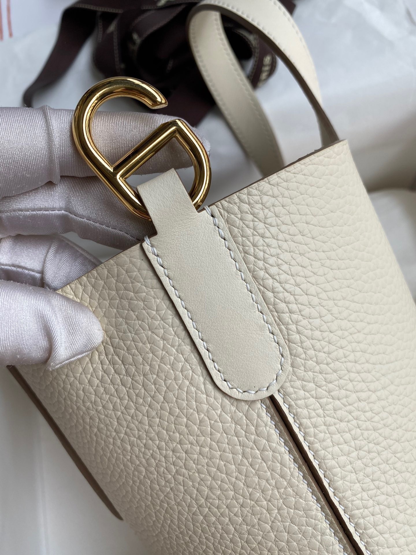 H**mes in the loop 18 handmade bag in craie clemence leather