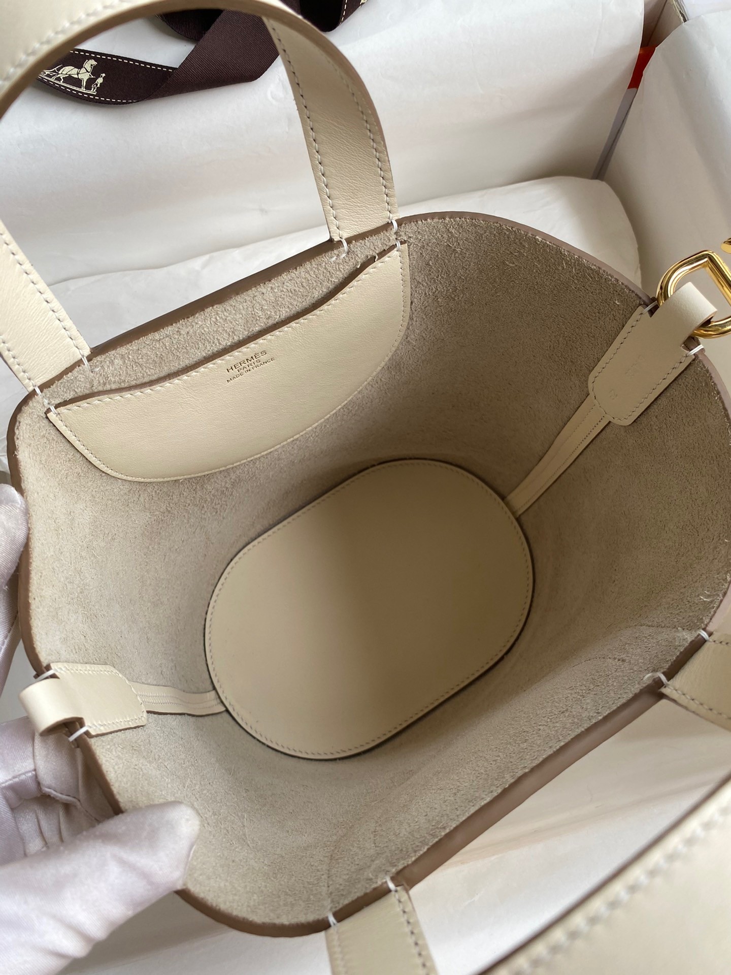 H**mes in the loop 18 handmade bag in craie clemence leather
