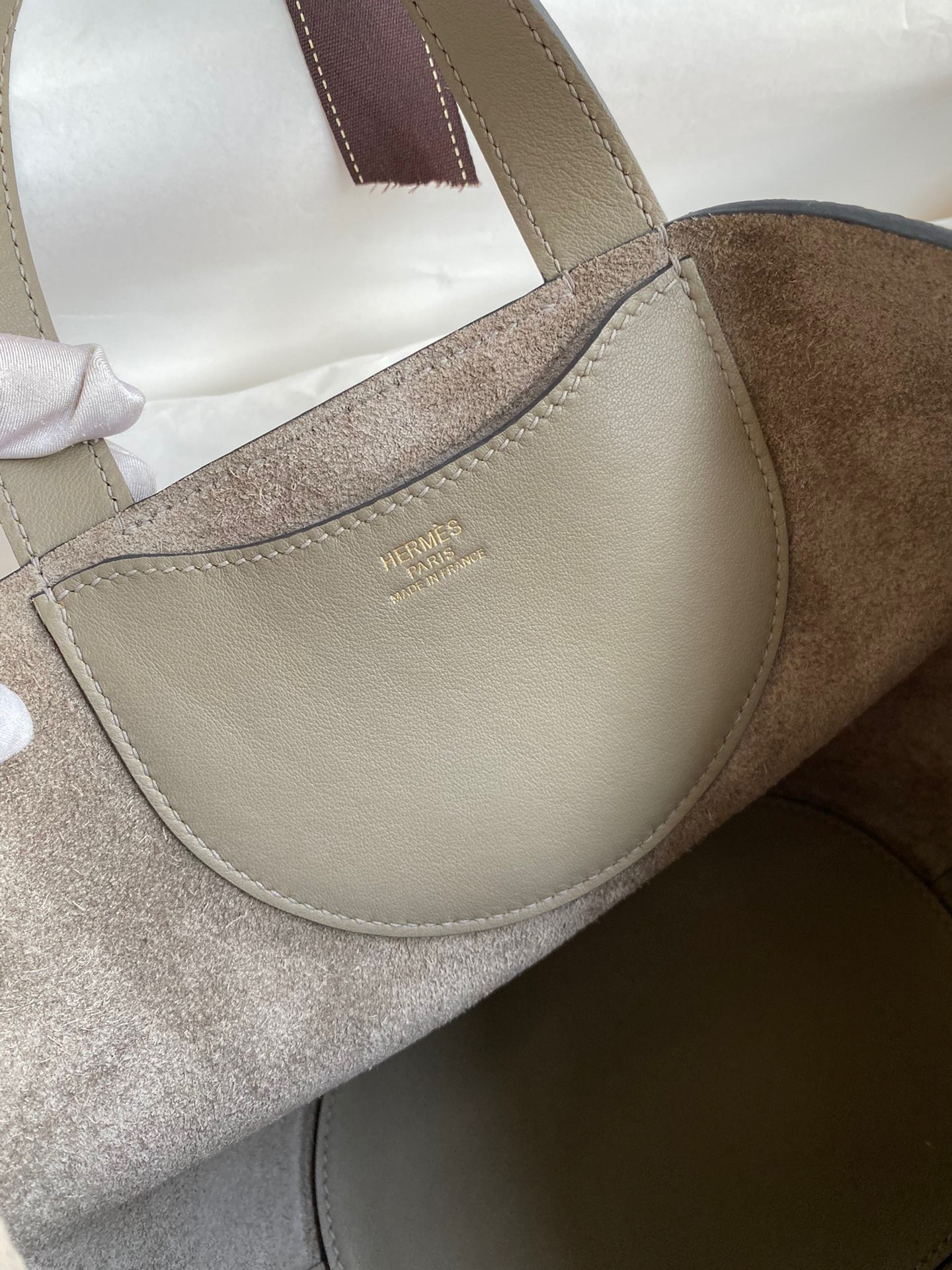 H**mes in the loop 18 handmade bag in gris asphalt clemence leather