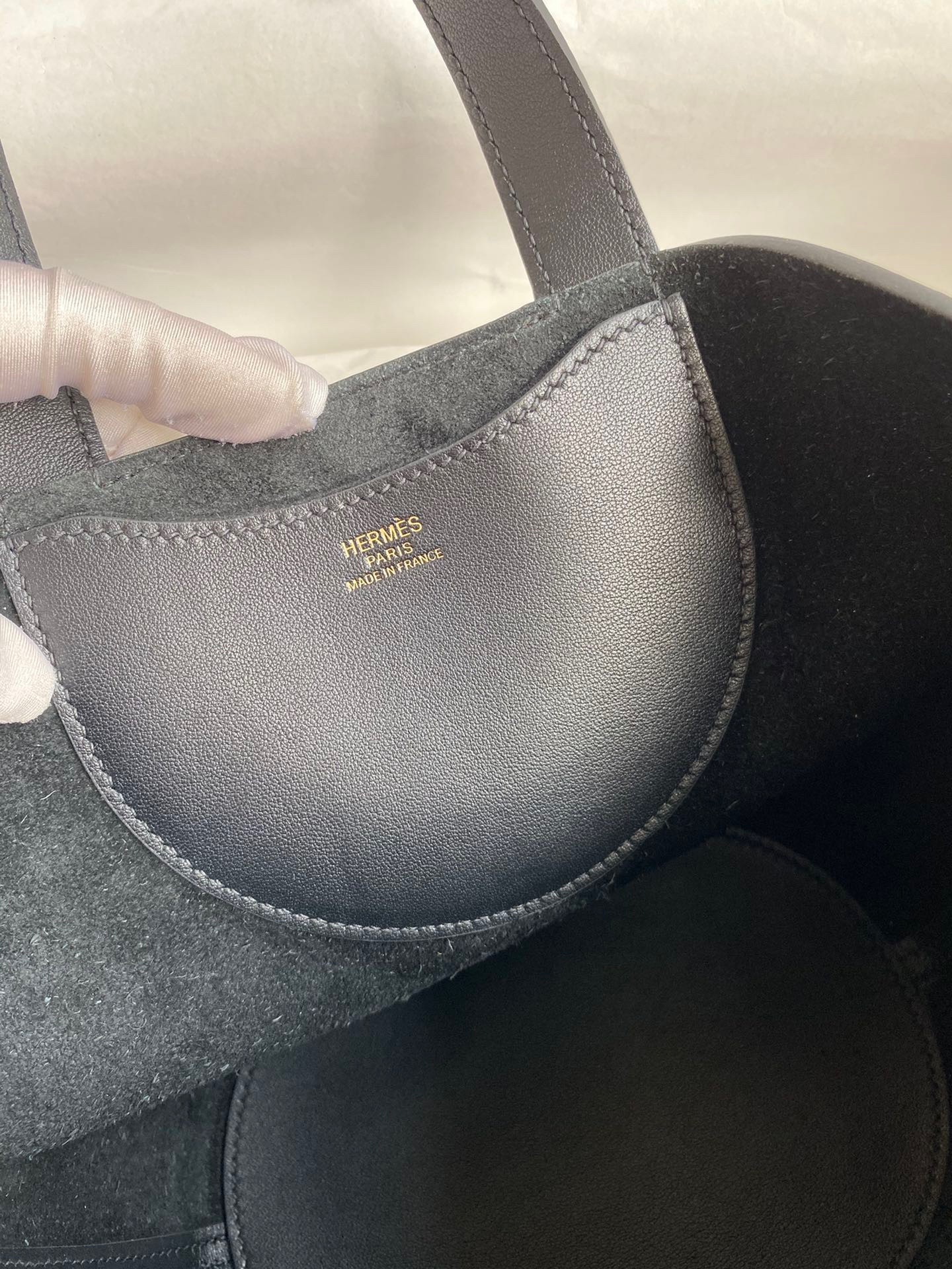 H**mes in the loop 18 handmade bag in black clemence leather