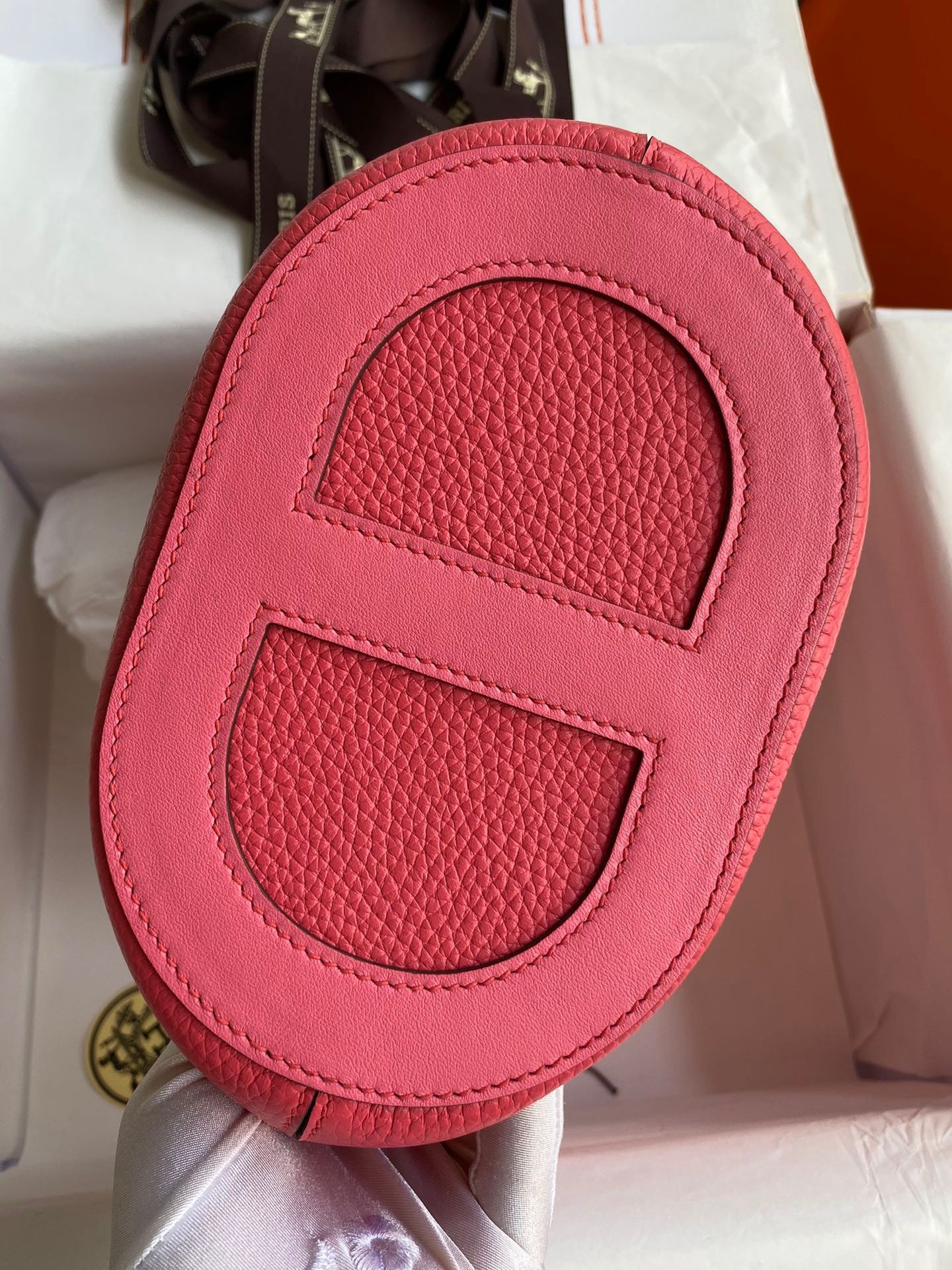 H**mes in the loop 18 handmade bag in rose lipstick clemence leatherther