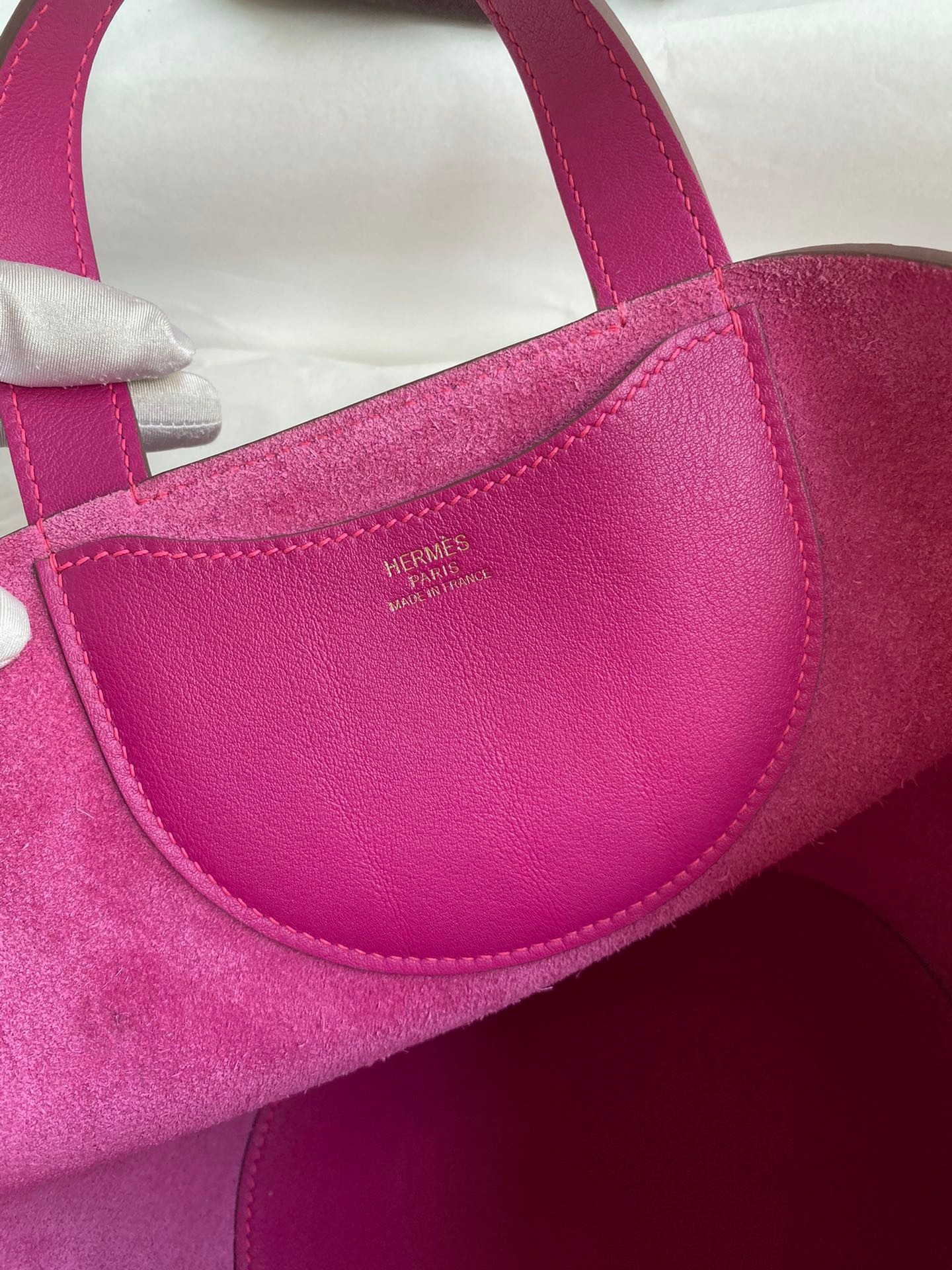 H**mes in the loop 18 handmade bag in rose purple clemence leatherther
