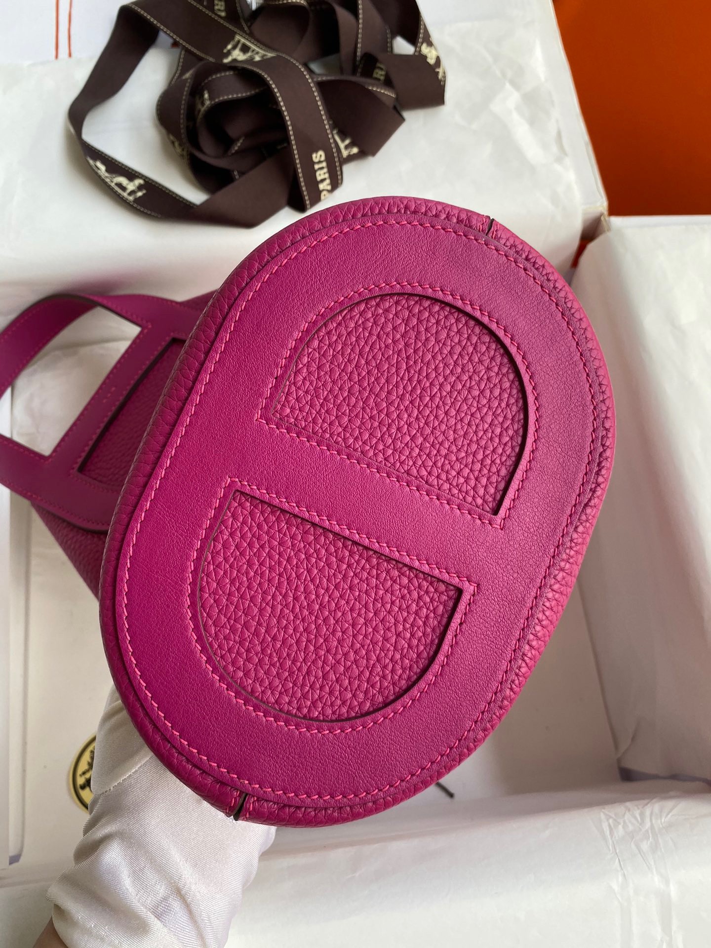 H**mes in the loop 18 handmade bag in rose purple clemence leatherther