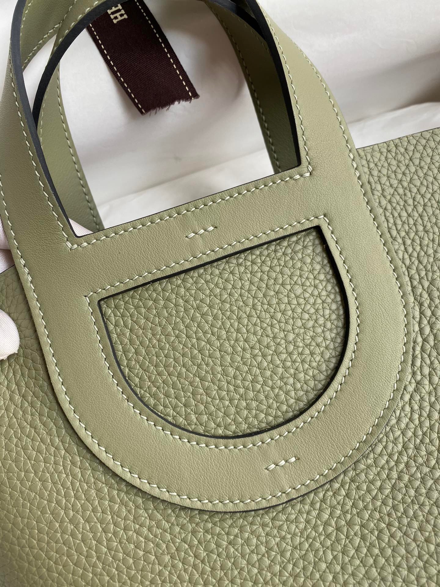 H**mes in the loop 18 handmade bag in sauge clemence leatherther