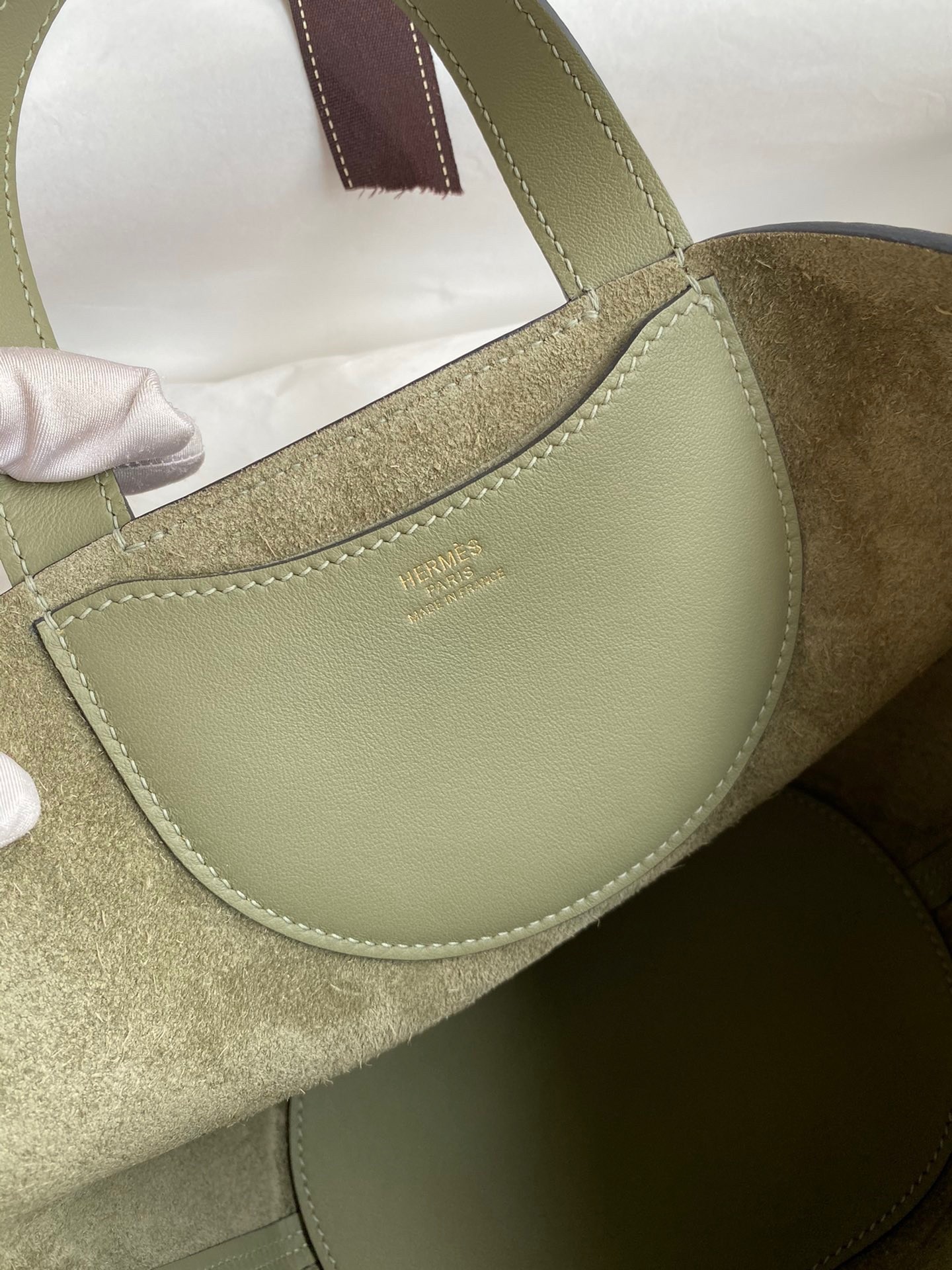 H**mes in the loop 18 handmade bag in sauge clemence leatherther