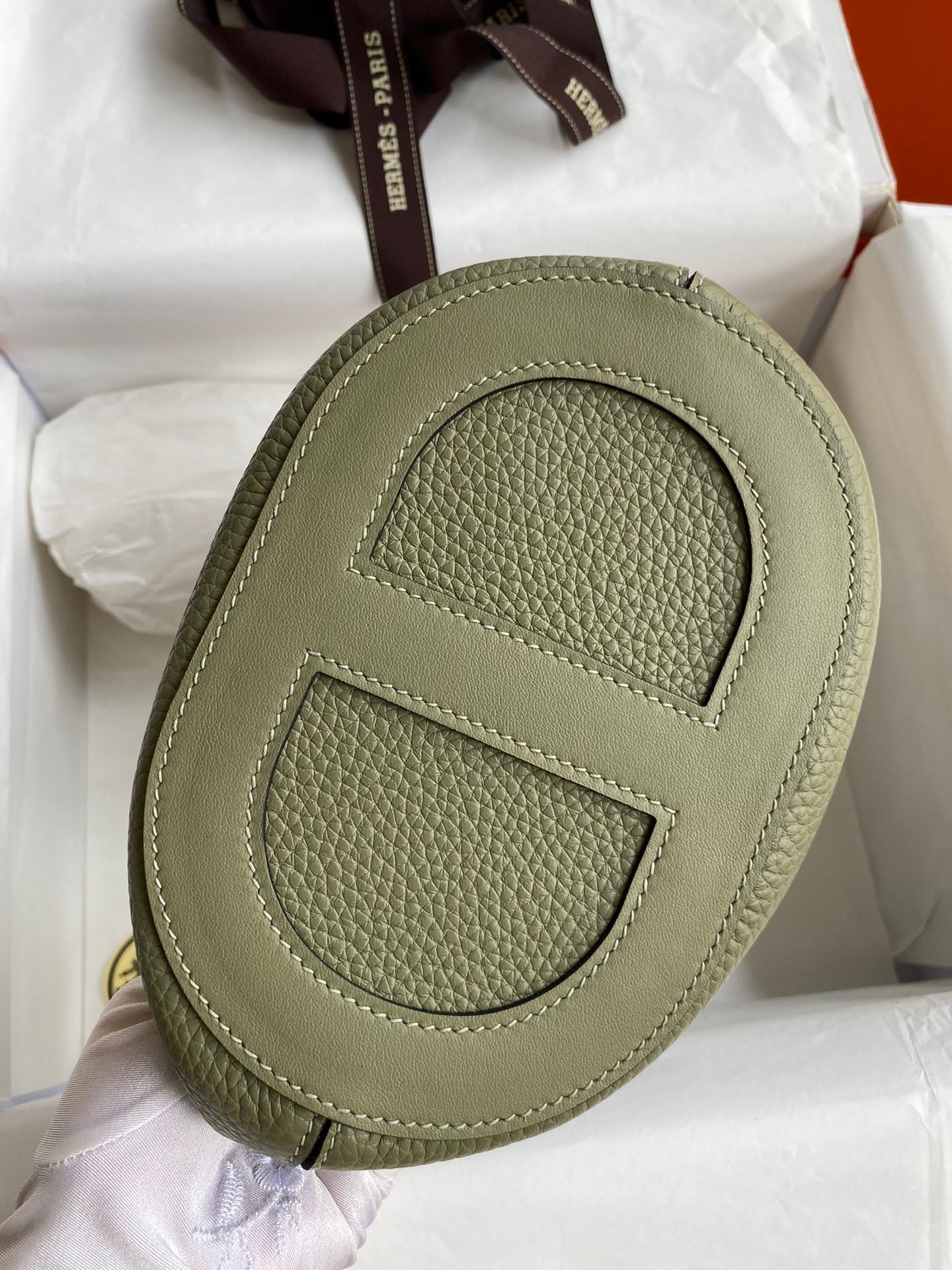 H**mes in the loop 18 handmade bag in sauge clemence leatherther