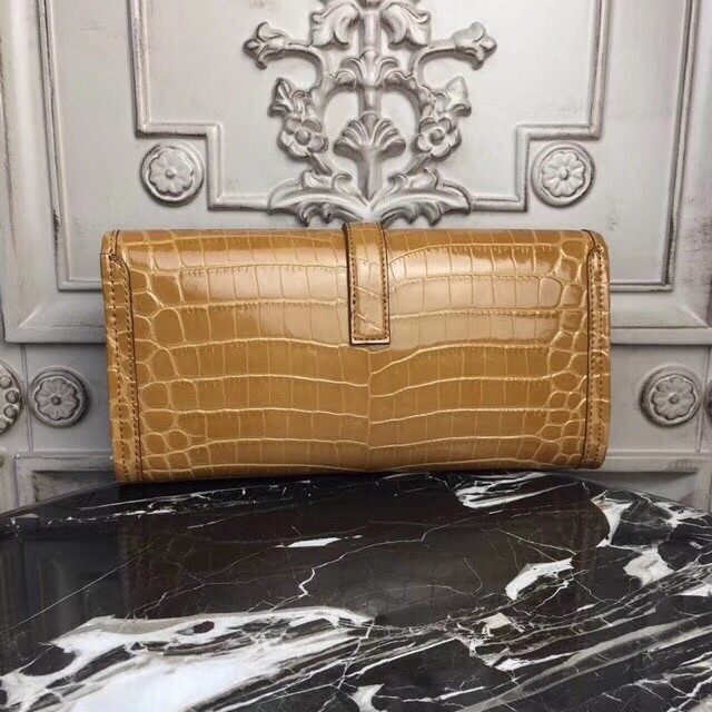 H**mes jige elan 29 clutch in camarel crocodile leather