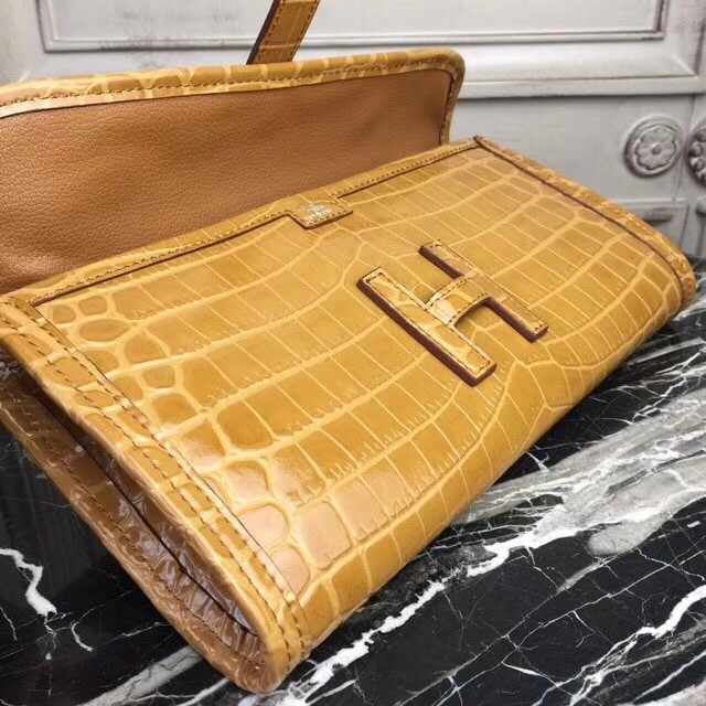 H**mes jige elan 29 clutch in camarel crocodile leather