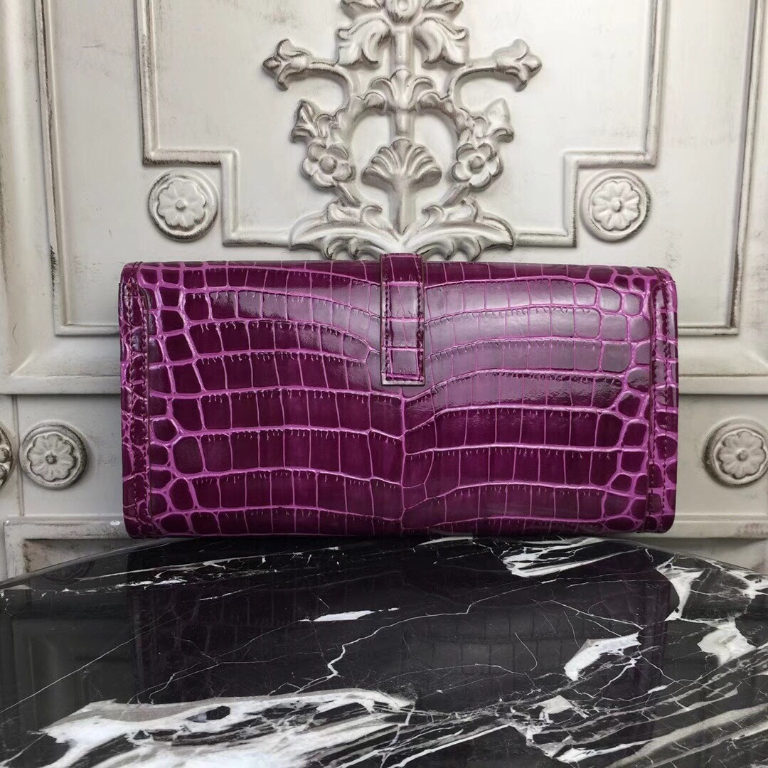 H**mes jige elan 29 clutch in fuchsia crocodile leather