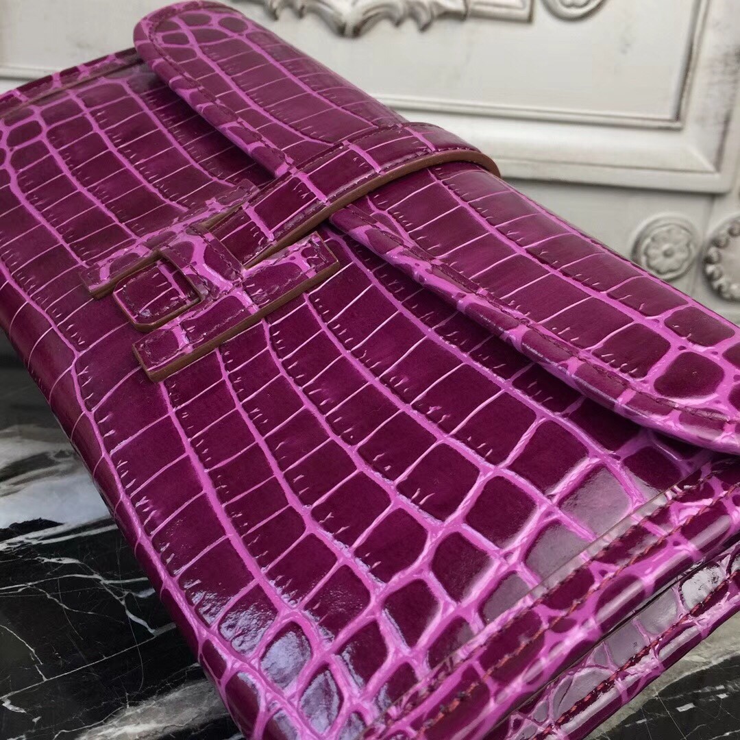 H**mes jige elan 29 clutch in fuchsia crocodile leather