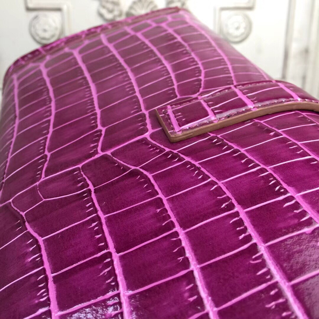 H**mes jige elan 29 clutch in fuchsia crocodile leather