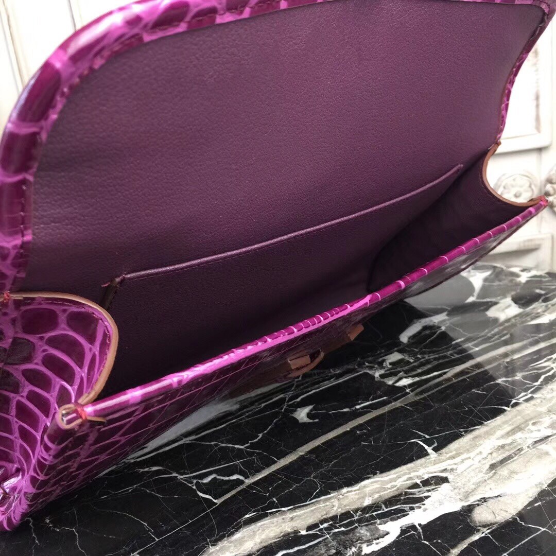 H**mes jige elan 29 clutch in fuchsia crocodile leather