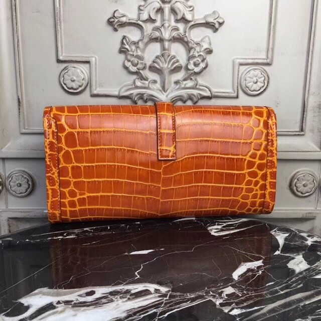 H**mes jige elan 29 clutch in orange crocodile leather