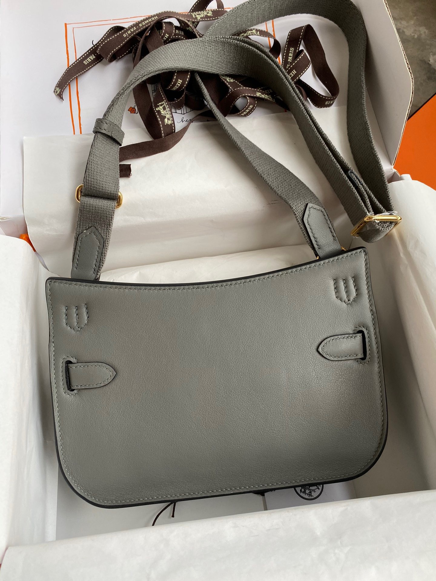 H**mes jypsiere mini handmade bag in gris meyer swift calfskin