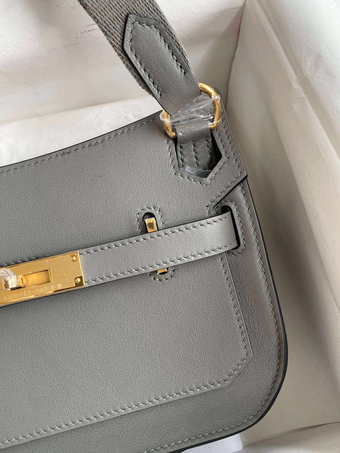 H**mes jypsiere mini handmade bag in gris meyer swift calfskin