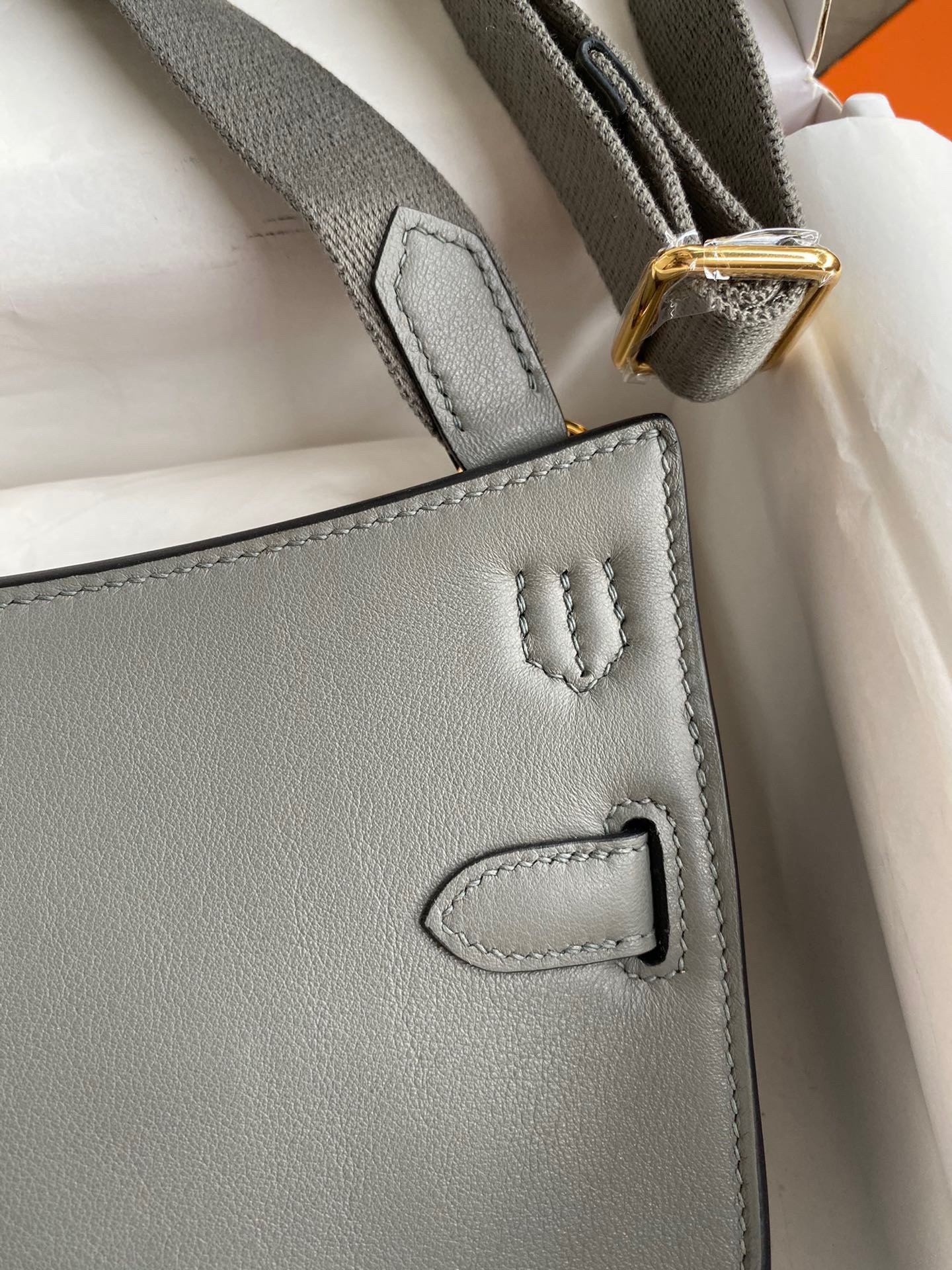 H**mes jypsiere mini handmade bag in gris meyer swift calfskin