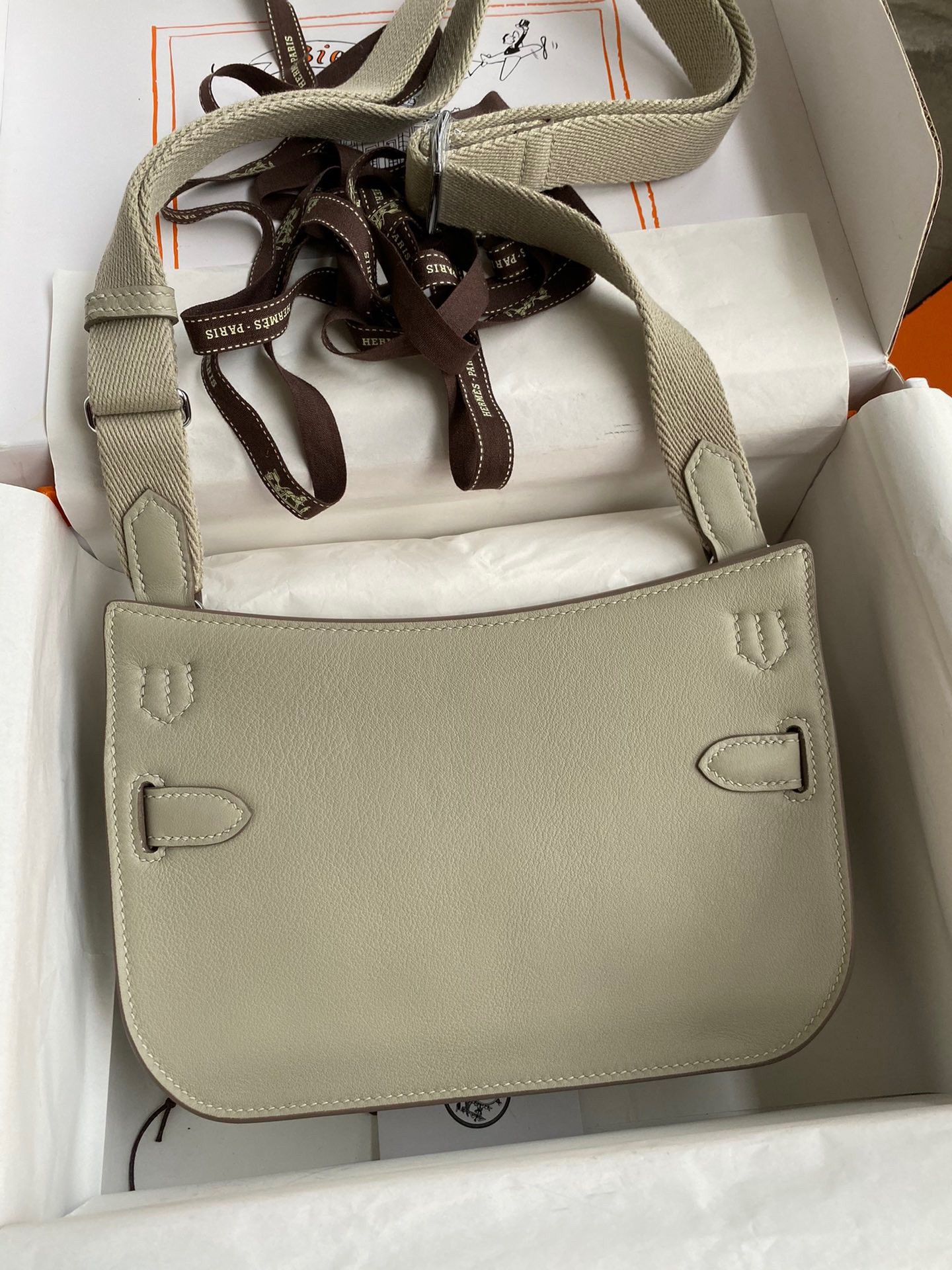 H**mes jypsiere mini handmade bag in grey swift calfskin