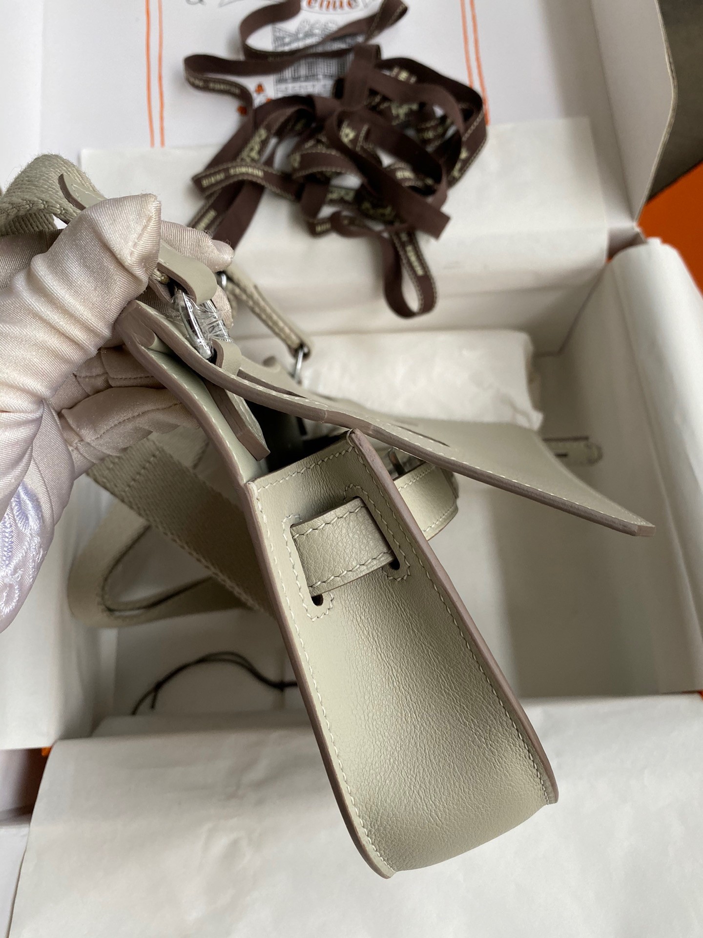 H**mes jypsiere mini handmade bag in grey swift calfskin