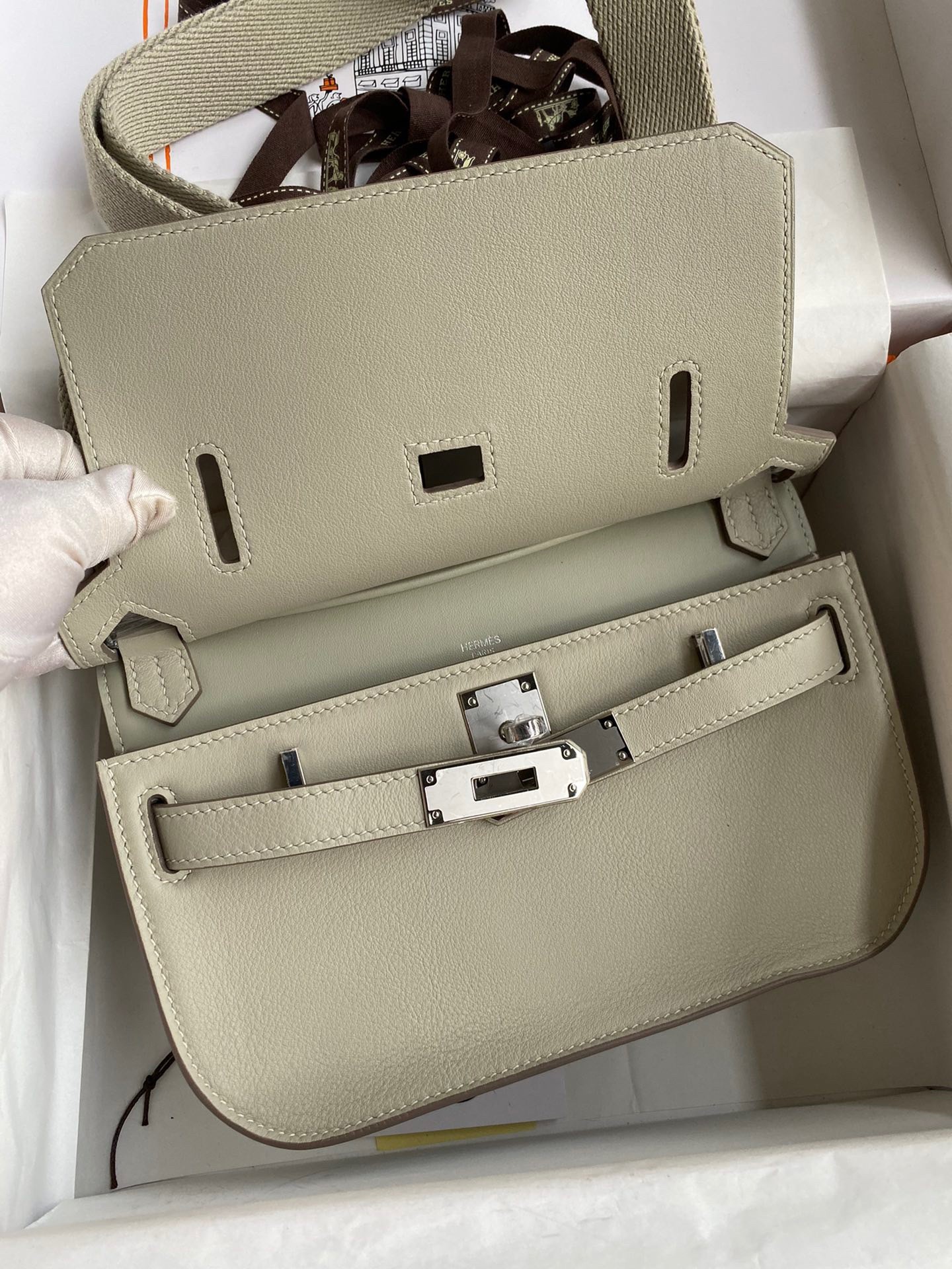 H**mes jypsiere mini handmade bag in grey swift calfskin