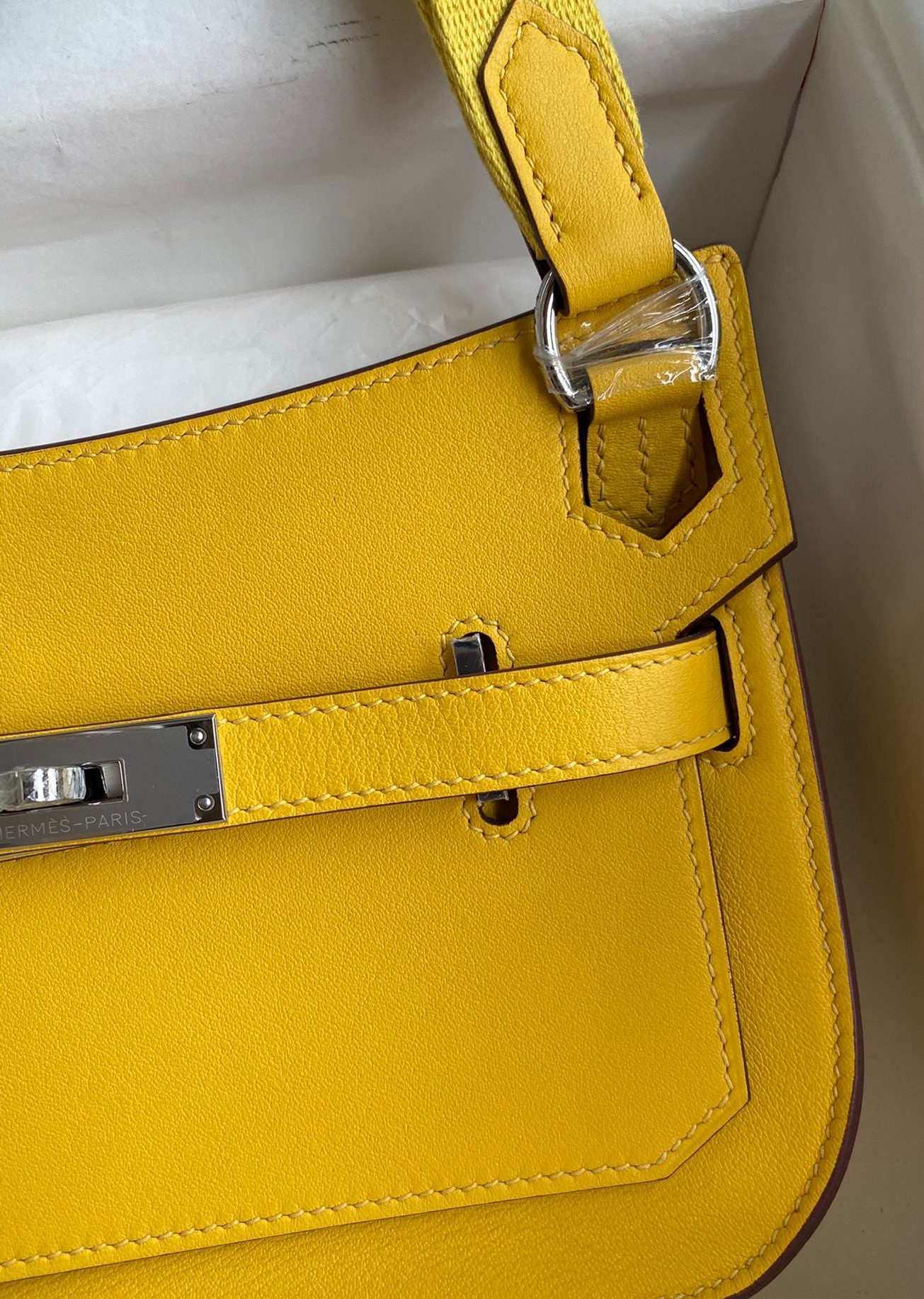 H**mes jypsiere mini handmade bag in jaune ambre swift calfskin