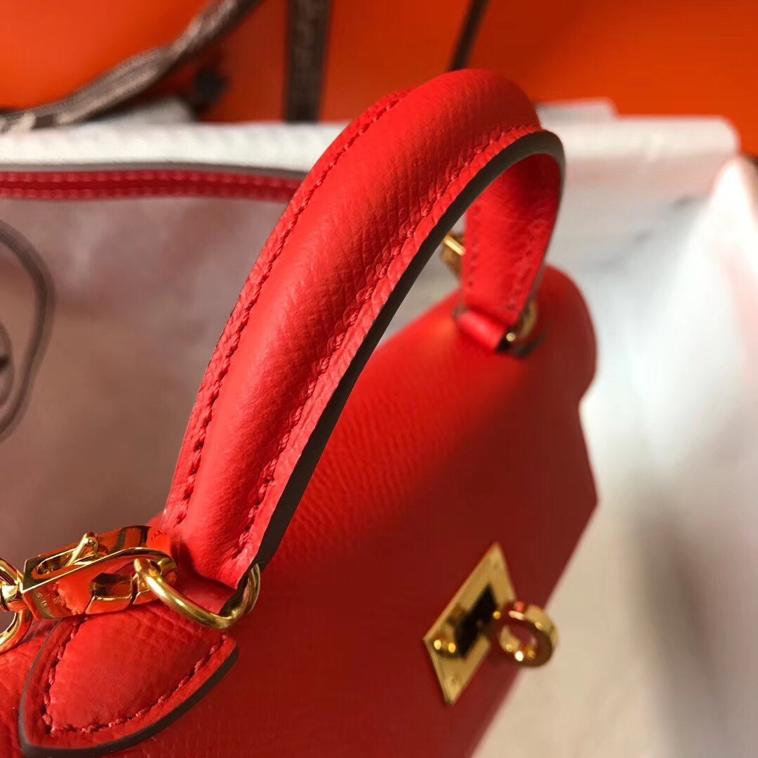 H**mes kelly mini ii bag in rouge casaque epsom leather