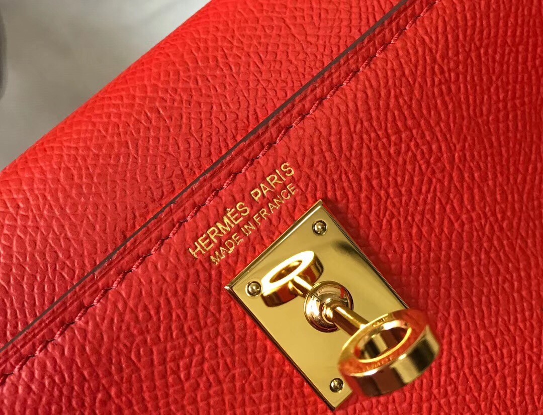 H**mes kelly mini ii bag in rouge casaque epsom leather