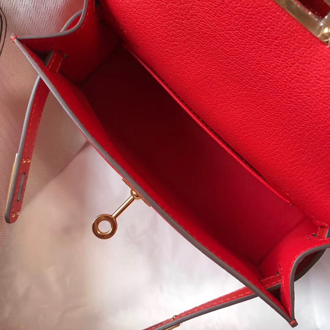 H**mes kelly mini ii bag in rouge casaque epsom leather