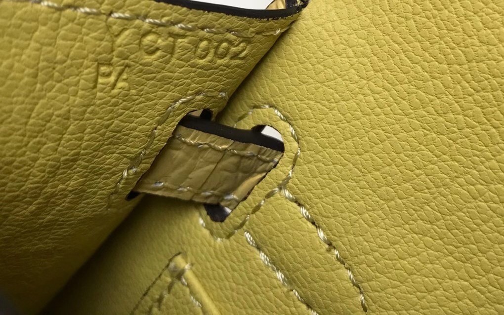 H**mes kelly mini ii bag in jaune poussin embossed crocodile leather