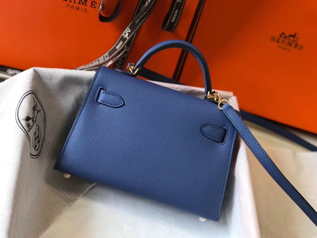 H**mes kelly mini ii bag in blue agate epsom leather
