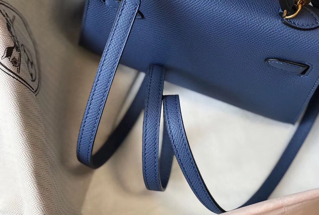 H**mes kelly mini ii bag in blue agate epsom leather