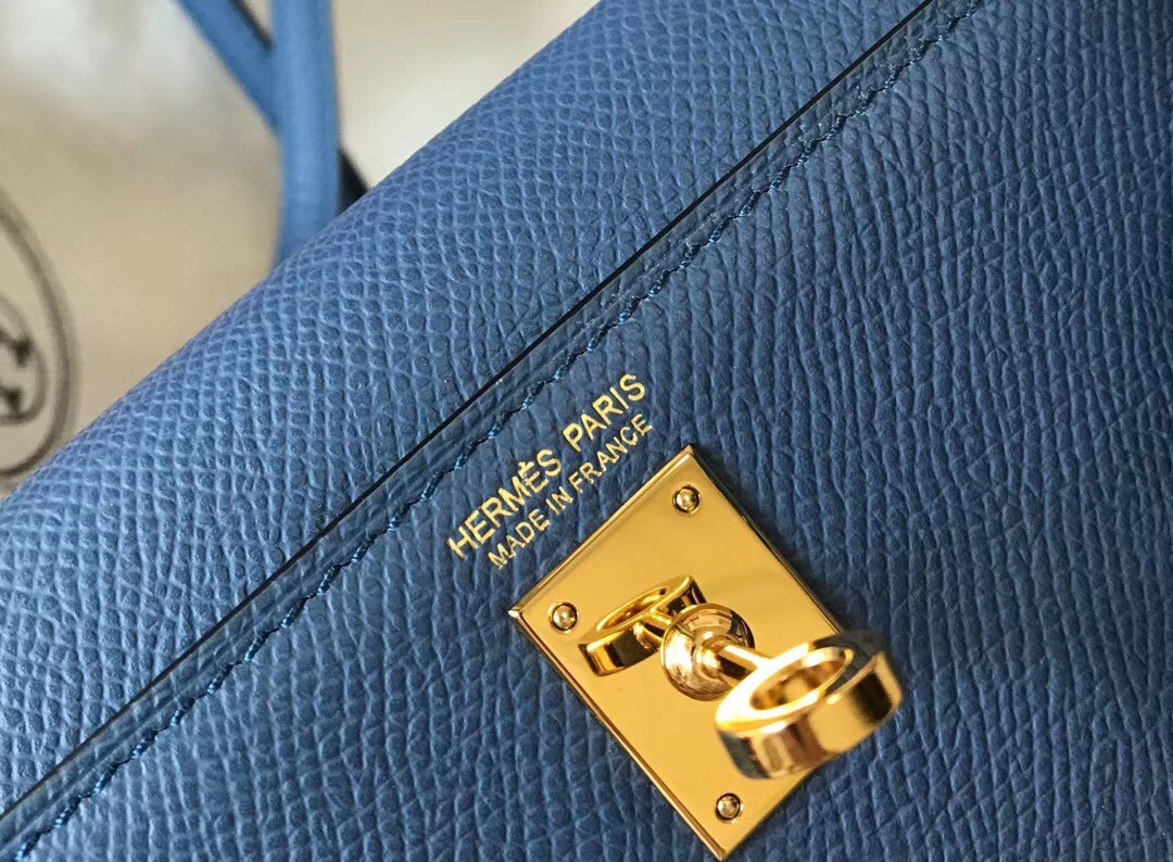 H**mes kelly mini ii bag in blue agate epsom leather