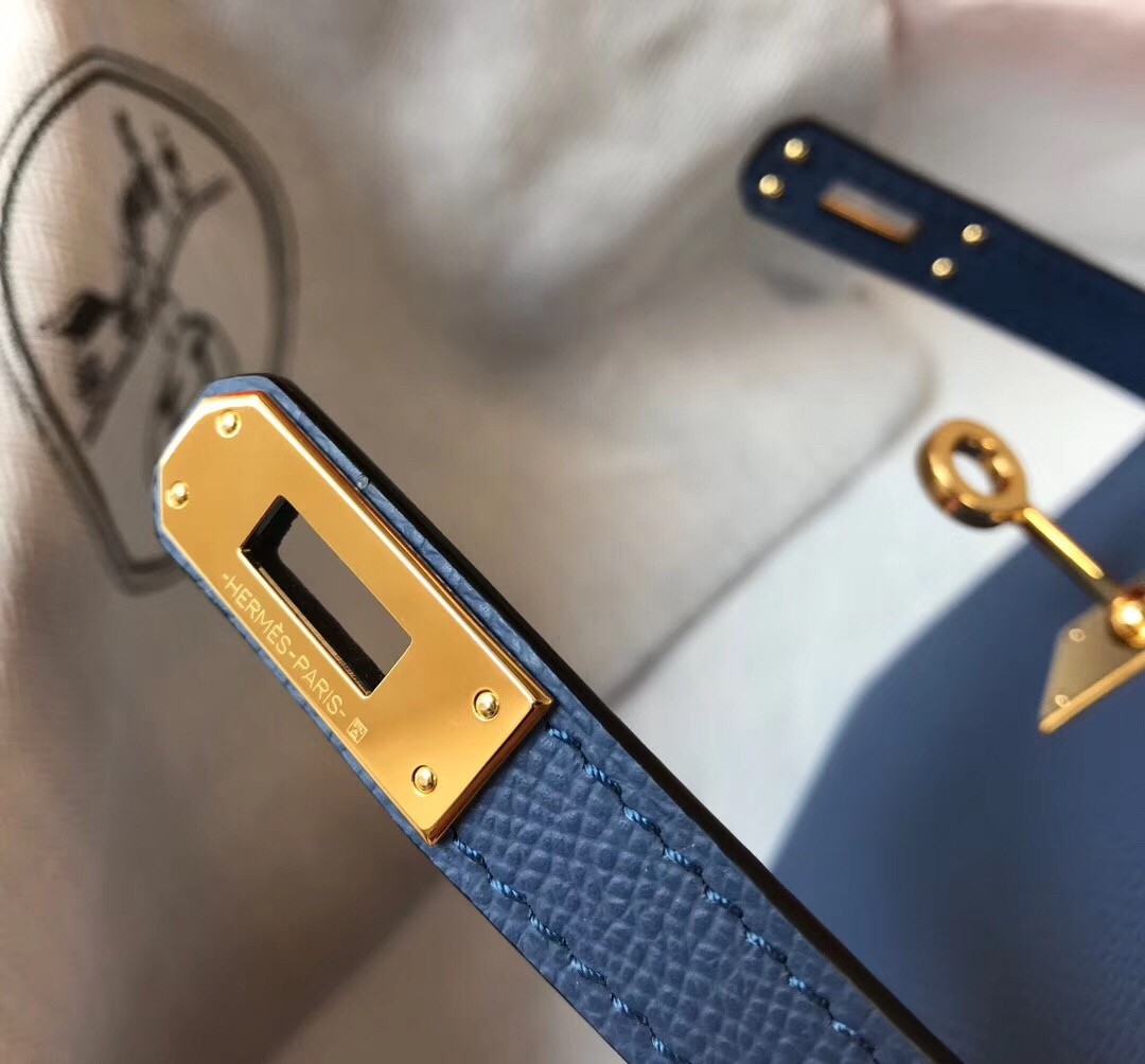 H**mes kelly mini ii bag in blue agate epsom leather