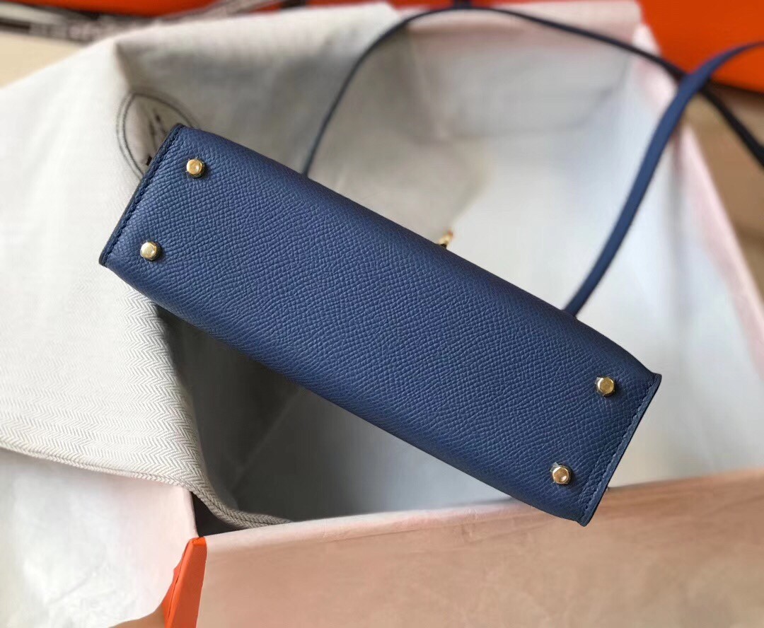 H**mes kelly mini ii bag in blue agate epsom leather