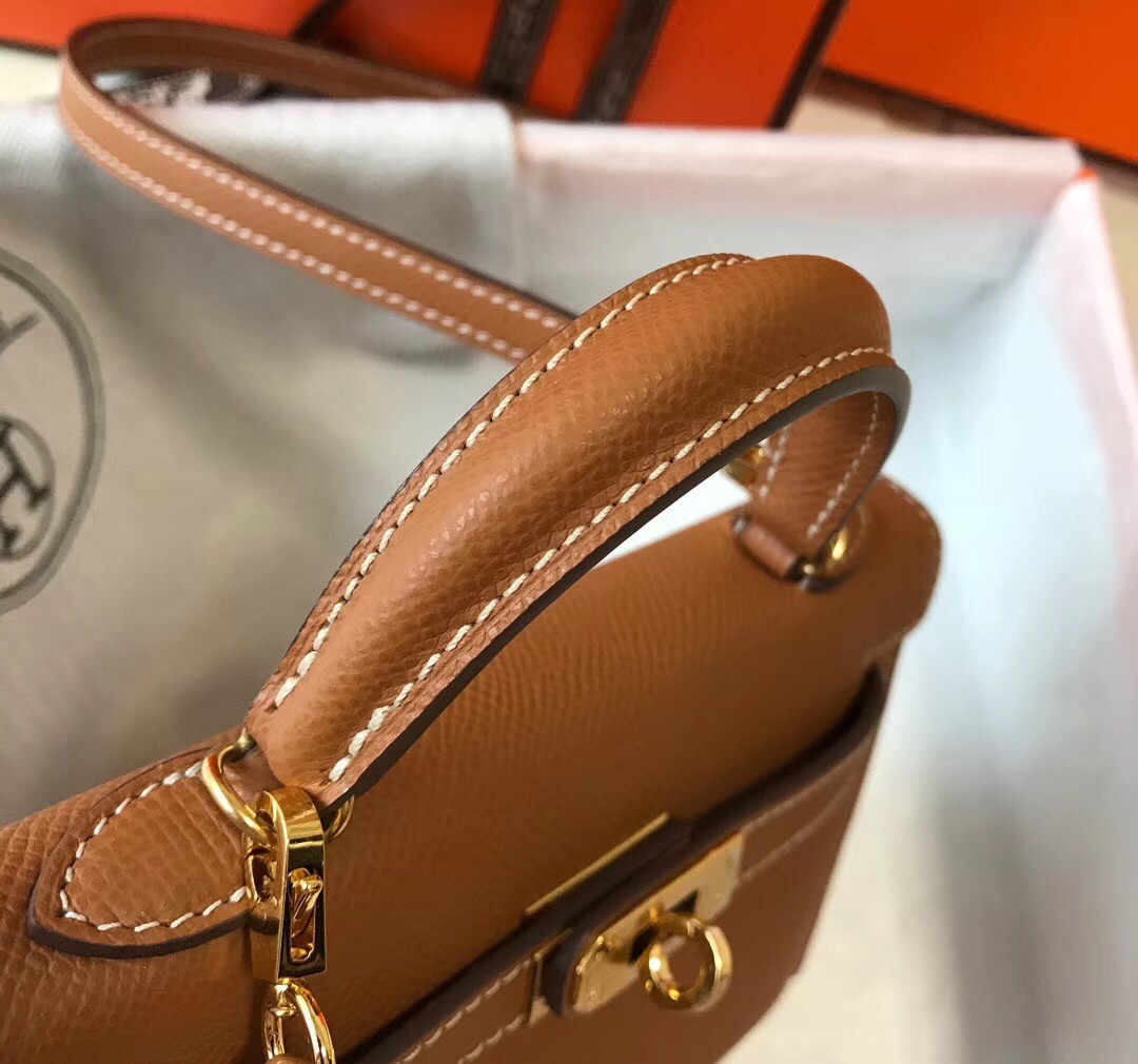 H**mes kelly mini ii bag in gold epsom leather